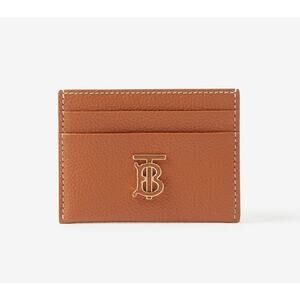 NWT Burberry TB Logo Plaque Leather Card Case in Warm Russet